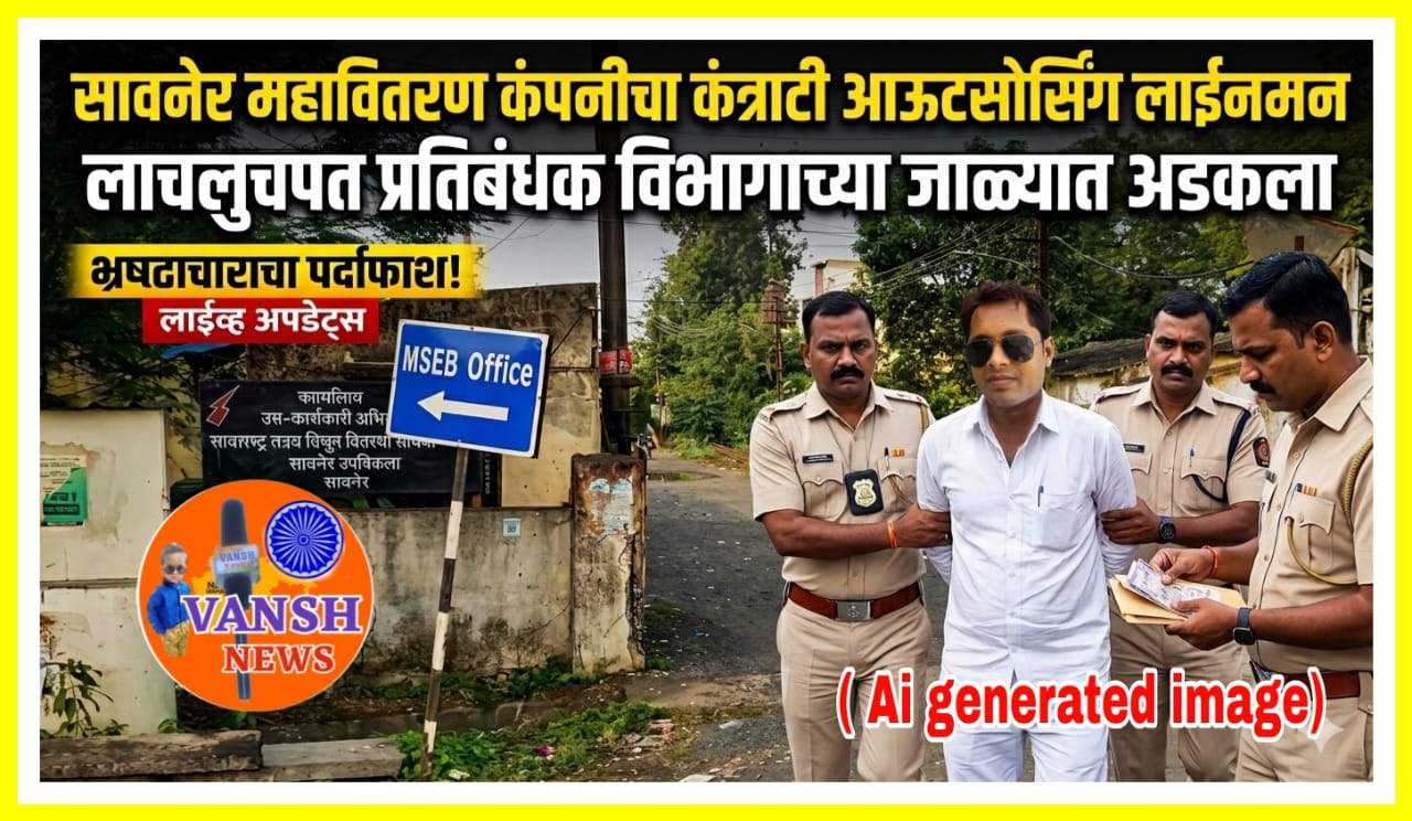 सावनेर महावितरण चा कंत्राटी लाईनमन एंटीकरप्शन च्या जाळ्यात ; 8500/-रुपयांची लाच घेतांना अटक